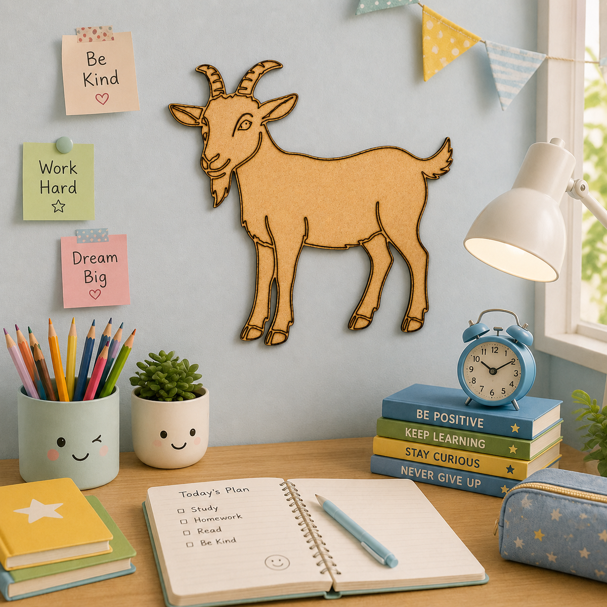 Goat MDF Wooden Cutout | Farm Animal Laser Cut Craft Shape for Painting, Resin Art & DIY Projects