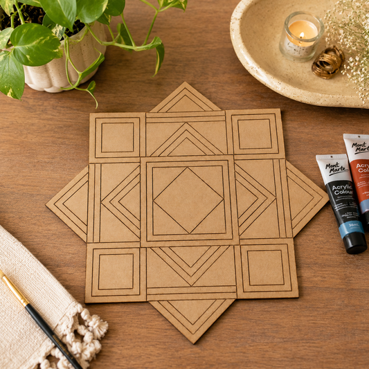 Geometric Wooden Mandala Craft Base for Lippan Art, Resin Art & DIY Home Decor, MDF Rangoli Base