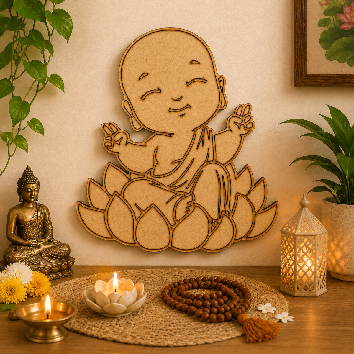 Baby Buddha MDF cutout for Home decor and Fridge magnet