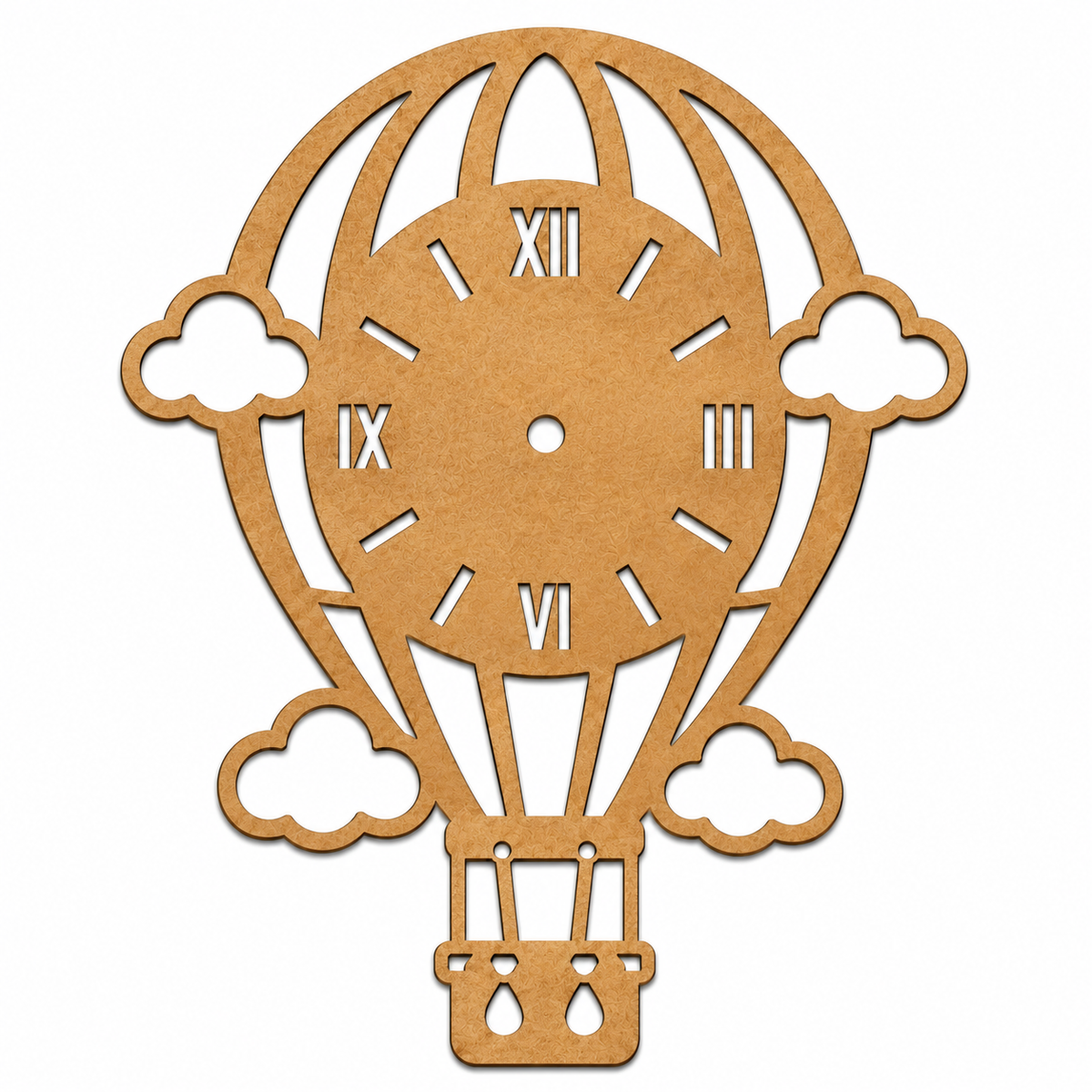 Hot Air Balloon MDF Clock Base | Wooden DIY Clock Blank for Painting, Resin Art & Kids Room Decor
