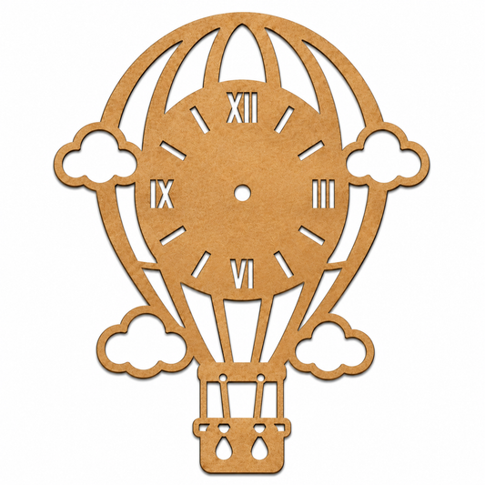 Hot Air Balloon MDF Clock Base | Wooden DIY Clock Blank for Painting, Resin Art & Kids Room Decor
