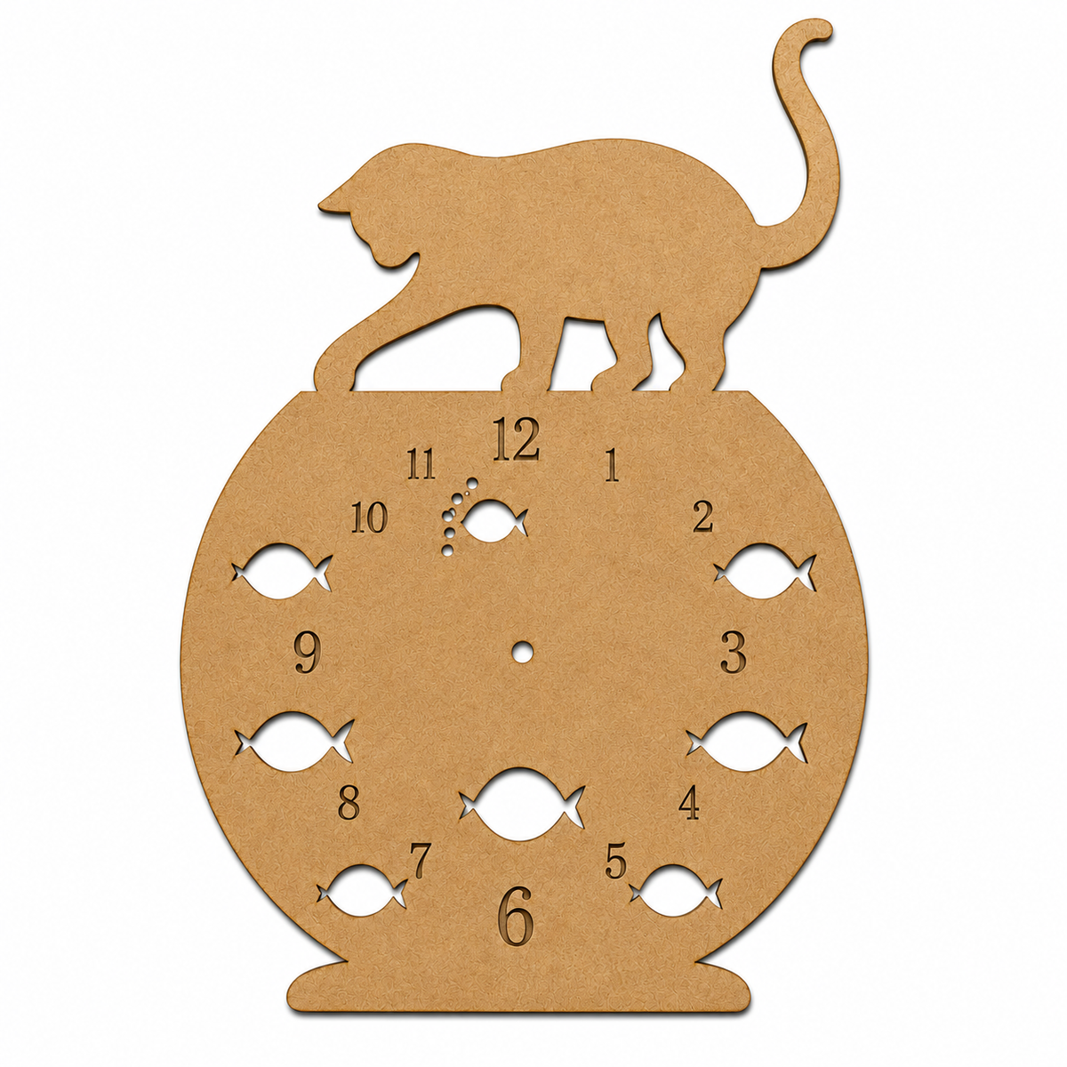 Cat MDF Clock Base | Wooden DIY Clock Blank for Painting, Resin Art & Home Decor
