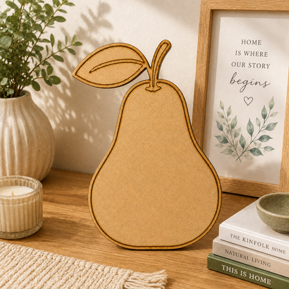 Pear MDF Wooden Cutout Blank | Wooden Pear Shape for DIY Crafts, Painting & Kitchen Décor