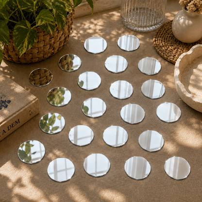 Silver Round Acrylic Mirror Cutout | Laser Cut Circular Mirror Shape for Lippan Art, DIY Crafts & Home Decor
