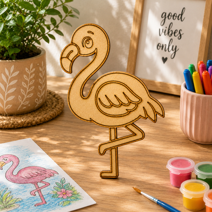 Flamingo MDF Wooden Cutout | Laser Cut Bird Craft Shape for Painting, DIY Art & Home Decor