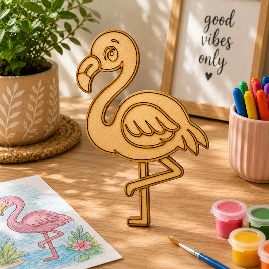 Flamingo MDF Wooden Cutout | Laser Cut Bird Craft Shape for Painting, DIY Art & Home Decor