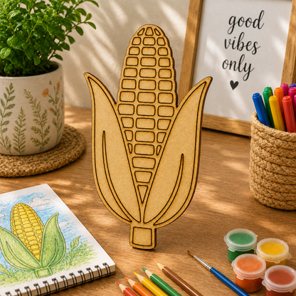 Corn (Maize) MDF Wooden Cutout Blank | Farmhouse Kitchen Décor & DIY Craft Base