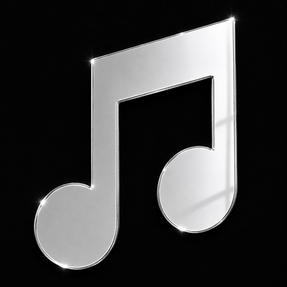 Silver Music Note Acrylic Mirror Cutout | Laser Cut Musical Note Mirror Shape for DIY Crafts, Lippan Art & Home Decor