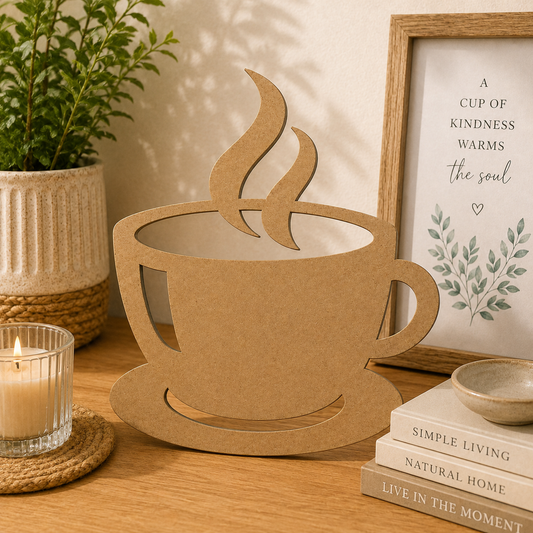 Wooden Teapot MDF Cutout | Laser Cut Tea Pot Shape for DIY Crafts & Kitchen Décor