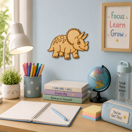 Triceratops Dinosaur MDF Wooden Cutout | DIY Craft Blank for Painting & Decor