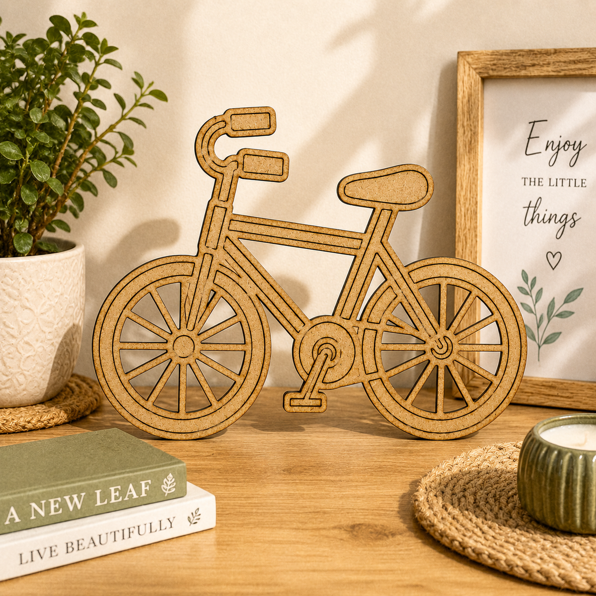 Bicycle MDF Wooden Cutout Blank | Wooden Cycle Shape for DIY Crafts, Painting & Home Décor