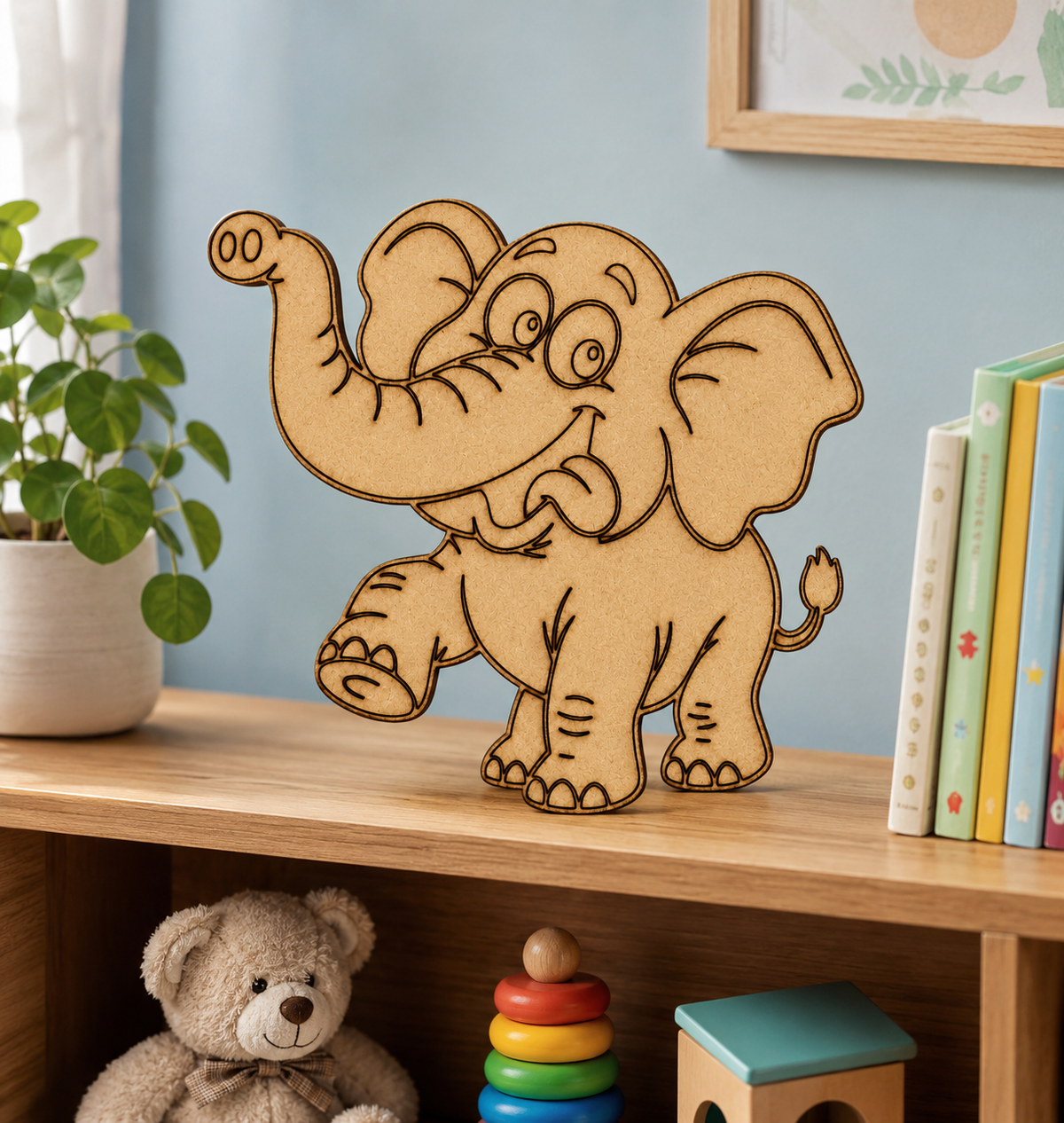 Elephant MDF Wooden Cutout | Cute Animal Craft Blank for DIY Painting & Decor