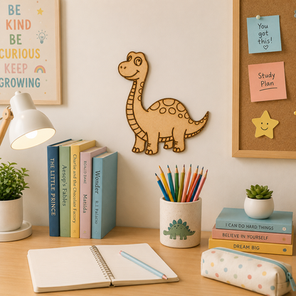 Dinosaur MDF Wooden Cutout | Cute Dinosaur Craft Blank for DIY Painting & Decor