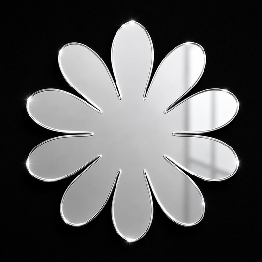 Silver Daisy Flower Acrylic Mirror Cutout | Laser Cut Floral Mirror Embellishment for DIY Crafts, Lippan Art & Wall Decor