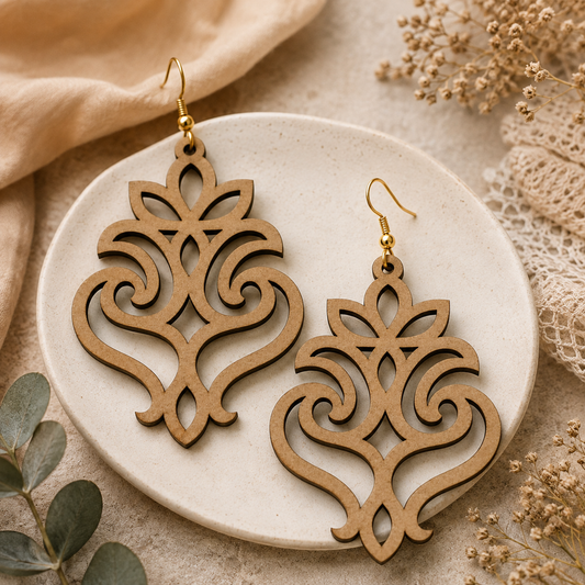 Ornate Boho MDF Earring Blanks | Laser Cut Wooden Filigree Earrings for DIY Jewelry Making