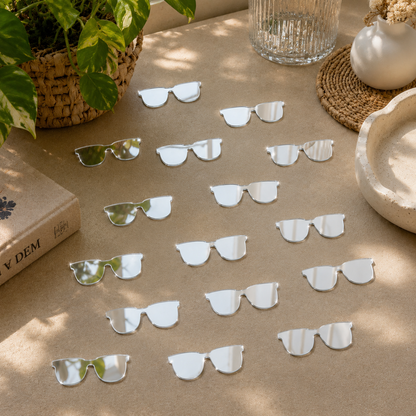 Silver Sunglasses Acrylic Mirror Cutout | Laser Cut Sunglasses Mirror Shape for DIY Crafts, Lippan Art & Wall Decor