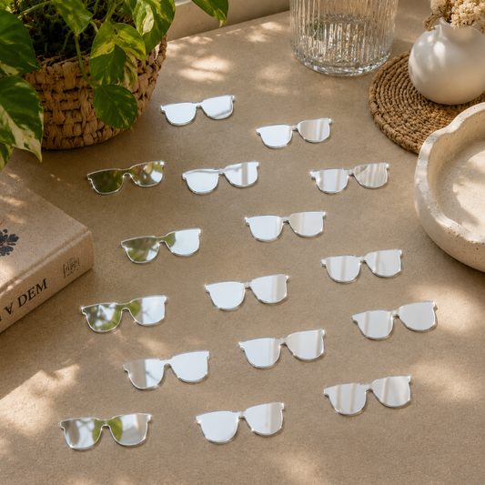 Silver Sunglasses Acrylic Mirror Cutout | Laser Cut Sunglasses Mirror Shape for DIY Crafts, Lippan Art & Wall Decor