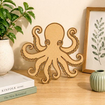 Octopus MDF Wooden Cutout | Laser Cut Sea Animal Craft Shape for Painting, DIY Art & Home Decor