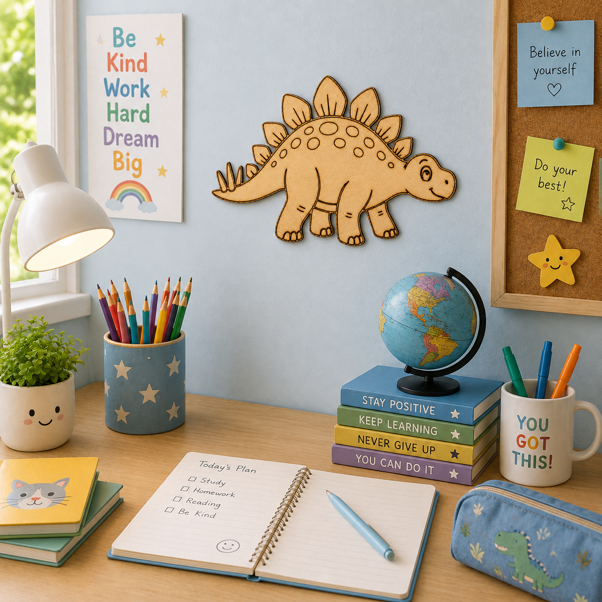 Stegosaurus Dinosaur MDF Wooden Cutout | DIY Craft Blank for Painting & Decor