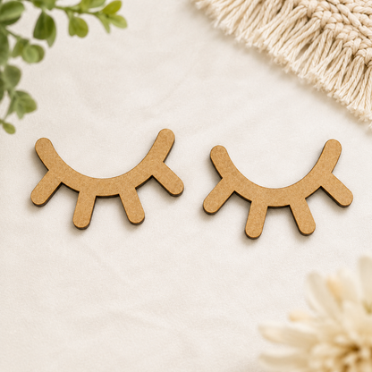 Sleeping Eyes Wooden MDF Cutout | Laser Cut Eyelashes Craft Shape for Nursery Decor, DIY Wall Art & Baby Room Projects