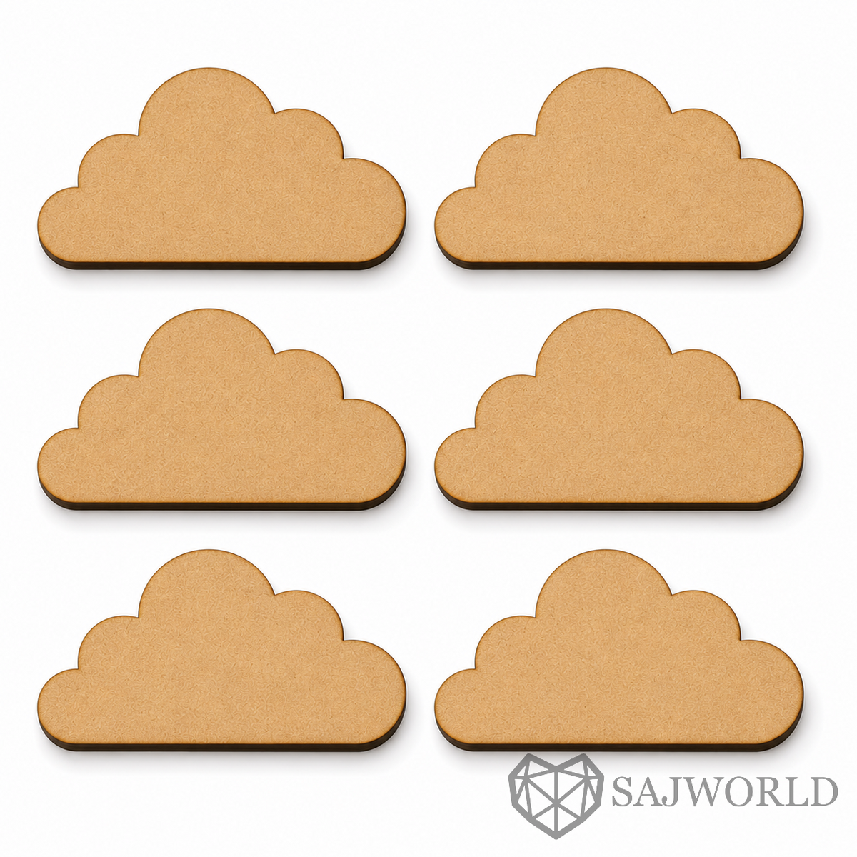 Cloud MDF Wooden Cutout Base for DIY Painting, Resin Art, Nursery Decor & Lippan Art