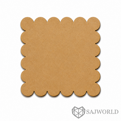 Scalloped Square MDF Wooden Cutout Base for DIY Painting, Resin Art & Lippan Art