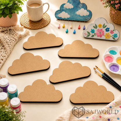 Cloud MDF Wooden Cutout Base for DIY Painting, Resin Art, Nursery Decor & Lippan Art