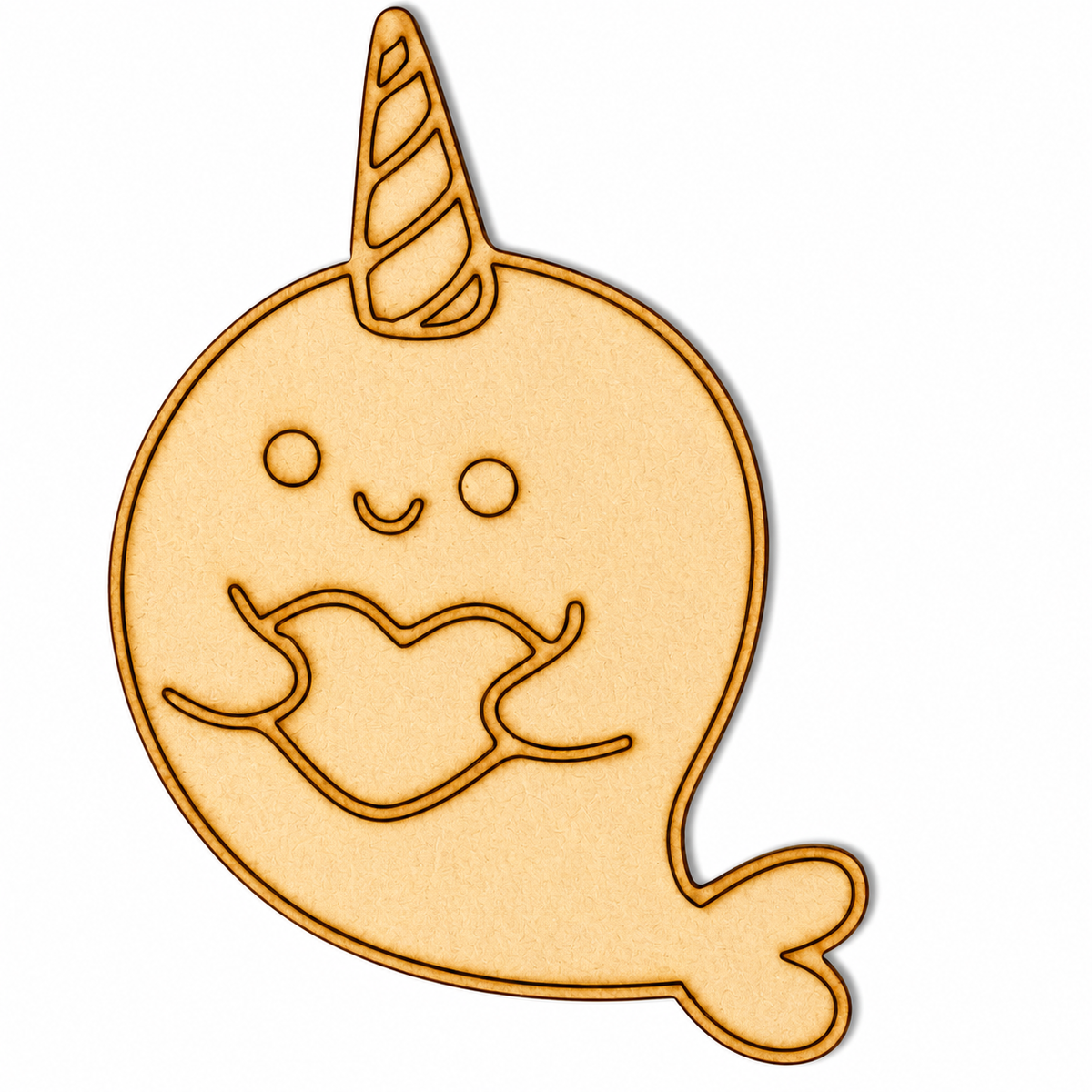 Unicorn Fish MDF Cutout Blank | Wooden Narwhal Shape for DIY Crafts, Painting & Nursery Décor