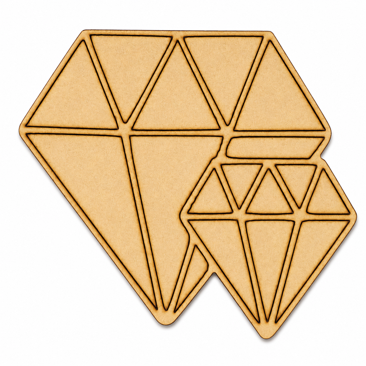 Double Diamond MDF Cutout Blank | Wooden Geometric Diamond Shape for DIY Crafts, Painting & Wall Décor
