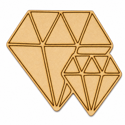 Double Diamond MDF Cutout Blank | Wooden Geometric Diamond Shape for DIY Crafts, Painting & Wall Décor