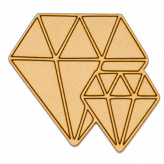 Double Diamond MDF Cutout Blank | Wooden Geometric Diamond Shape for DIY Crafts, Painting & Wall Décor