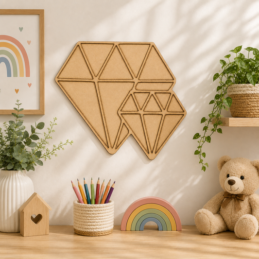 Double Diamond MDF Cutout Blank | Wooden Geometric Diamond Shape for DIY Crafts, Painting & Wall Décor