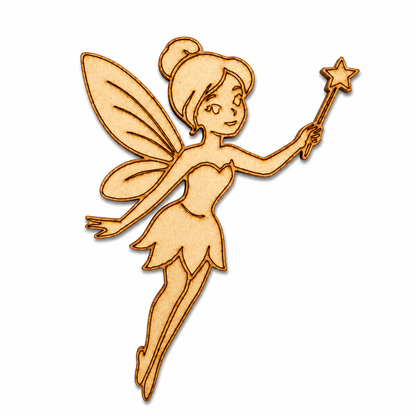 Fairy with Wand MDF Cutout Blank | Wooden Fairy Shape for DIY Crafts, Painting & Nursery Décor