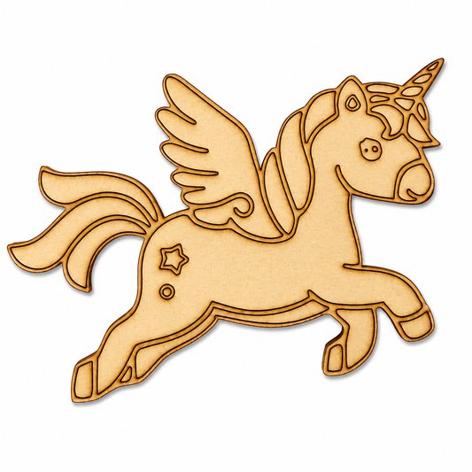 Flying Unicorn MDF Cutout Blank | Wooden Pegasus Unicorn Shape for DIY Crafts, Painting & Nursery Décor