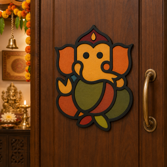 Lord Ganesha MDF wooden cutout for Temple decor, pooja room décor, and DIY wall decoration.