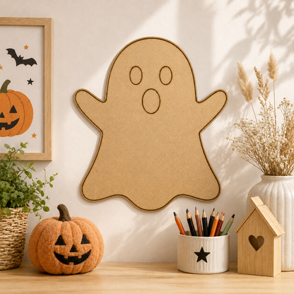 Ghost MDF Cutout Blank | Wooden Ghost Shape for DIY Crafts, Painting & Halloween Décor