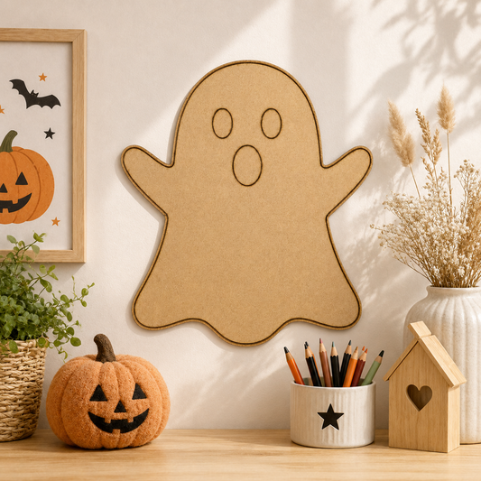 Ghost MDF Cutout Blank | Wooden Ghost Shape for DIY Crafts, Painting & Halloween Décor