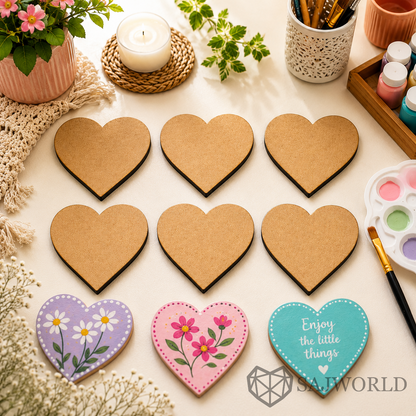 Heart MDF Wooden Cutout Base for DIY Painting, Resin Art, Romantic Decor & Wall Art