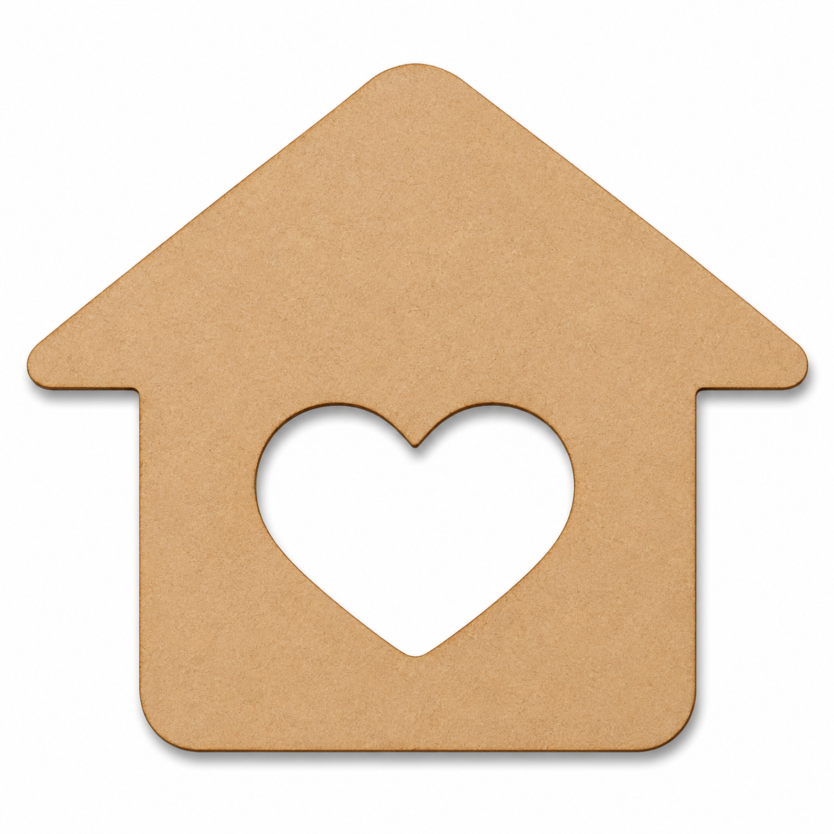 House Wooden MDF Cutout with Heart | Laser Cut Home Craft Shape for DIY Wall Decor & Gift Projects