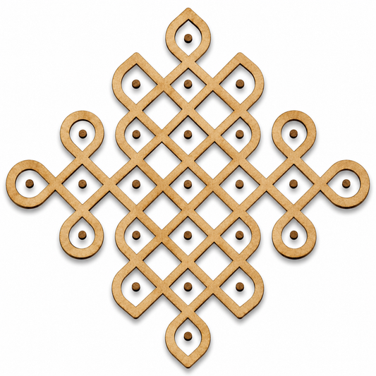 Traditional Kolam MDF Wooden Cutout for Rangoli Wall Décor, Entrance & Pooja Room Decoration