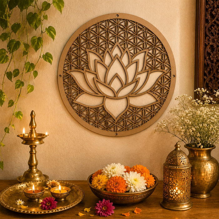 Lotus Mandala MDF cutout for Home Decor and meditation room decor