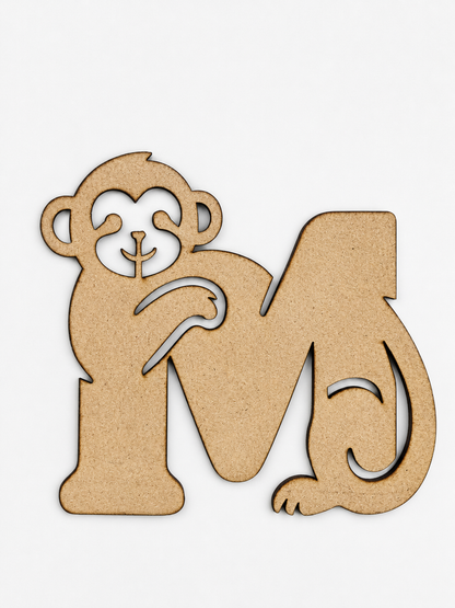 Fox Letter F MDF Wooden Cutout | Animal Alphabet F Craft Blank for Kids, Painting & Décor