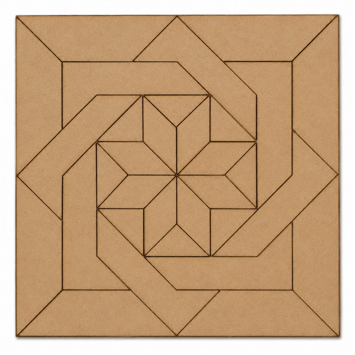 Square Geometric Pattern MDF Craft Base | Laser Cut Wooden Tile for DIY Art & Home Decor