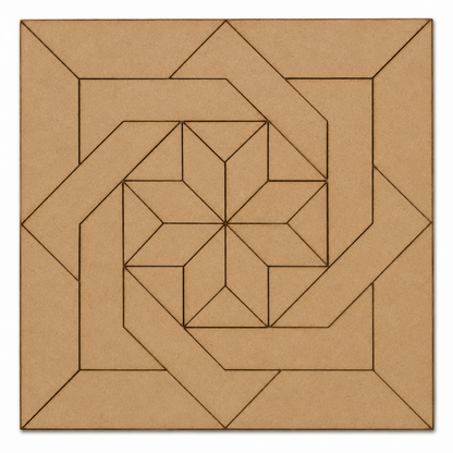Square Geometric Pattern MDF Craft Base | Laser Cut Wooden Tile for DIY Art & Home Decor