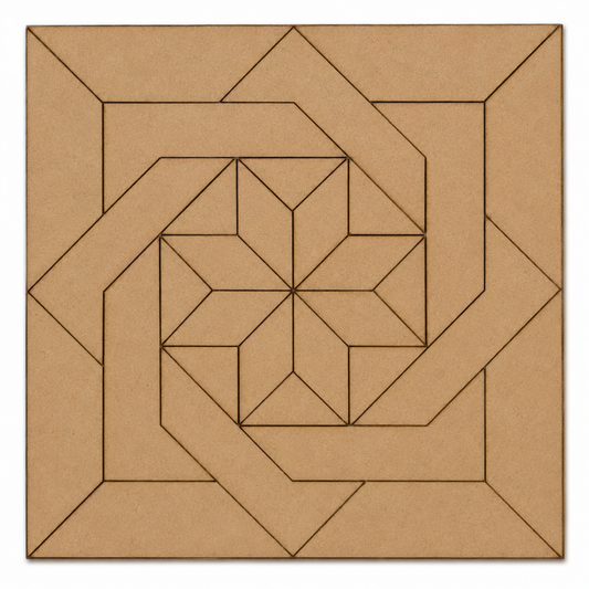 Square Geometric Pattern MDF Craft Base | Laser Cut Wooden Tile for DIY Art & Home Decor