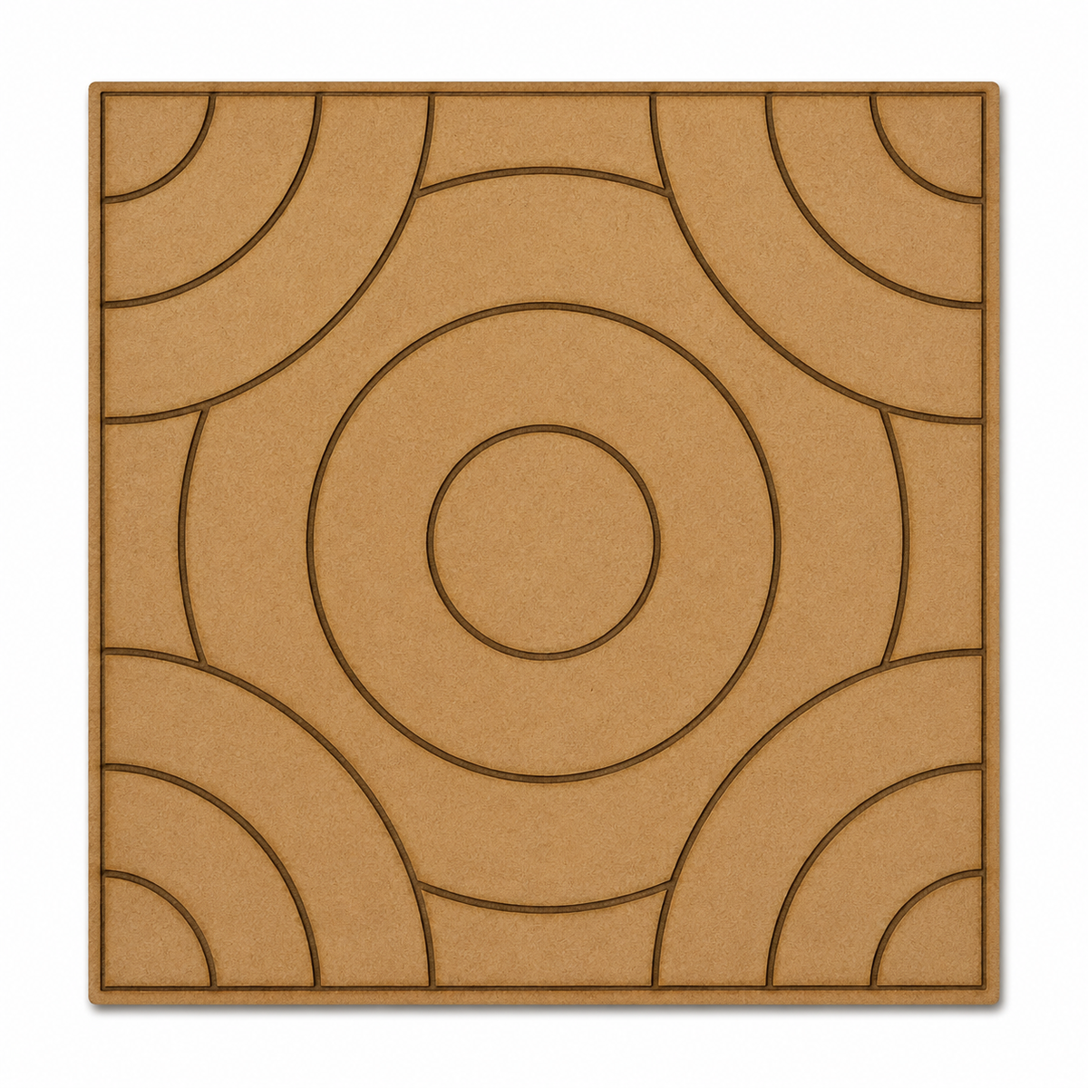 Square Geometric Circle MDF Craft Base | Laser Cut Wooden Tile for DIY Art & Home Decor