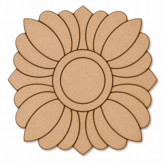 Sunflower MDF Wooden Cutout | Floral Wooden Craft Blank for Painting, DIY Decor & Lippan Art