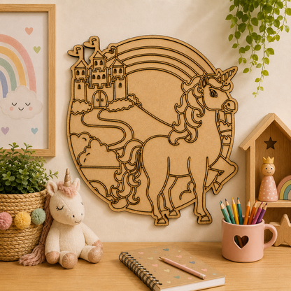 Unicorn MDF Wooden Cutout Blank for Nursery Décor, Kids Room Wall Art & DIY Crafts