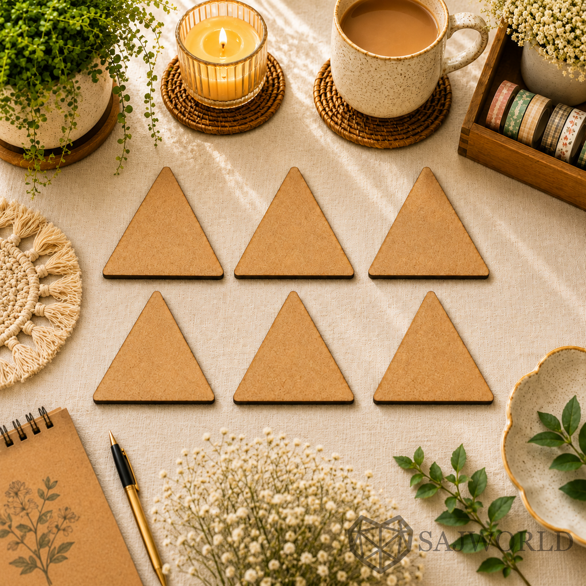 Triangle MDF Wooden Cutout Base for DIY Painting, Fridge Magnets, Resin Art & Lippan Art