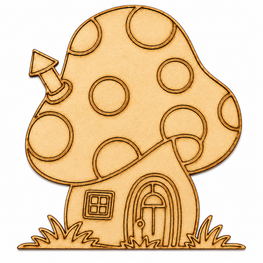 Mushroom House MDF Cutout Blank | Wooden Fairy Garden House for DIY Crafts, Painting & Nursery Décor